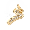 Brass Micro Pave Clear Cubic Zirconia Charms KK-G544-04G-07-2