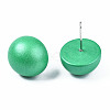 Painted Half Round Schima Wood Earrings for Girl Women EJEW-T017-02C-1