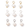 3Pcs 3 Colors Natural Cultured Freshwater Pearl Two Sides Polished Charms PALLOY-JF04036-1