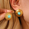 304 Stainless Steel Synthetic Turquoise Stud Earrings FS-WG01727-12-1