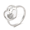 Non-Tarnish 304 Stainless Steel Heart with Horse Adjustable Ring for Women RJEW-M149-20P-3