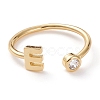 Brass Micro Pave Clear Cubic Zirconia Cuff Rings RJEW-J074-01G-E-1