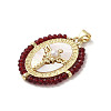 Brass Pave Shell Pendants KK-I708-01D-G-2