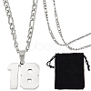 1Pc 304 Stainless Steel Figaro Chain Number Pendant Necklaces NJEW-BBC0001-28B-P-1