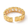 Rectangle Brass Micro Pave Cubic Zirconia Open Cuff Ring for Women RJEW-Z044-04G-03-3