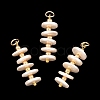 Electroplated Shell Pearl & Brass Pendants PALLOY-JF06078-1
