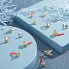 48Pcs Heart & Star & Moon & Geometric Alloy Stud Earring Findings PALLOY-PH0001-83LG-2
