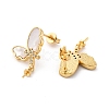 Brass Micro Pave Cubic Zirconia Shell Stud Earrings Findings KK-D363-01E-G-2