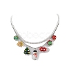 Glass Seed Beaded & 304 Stainless Steel Cable Chain Double Layer Necklace NJEW-TA00074-4