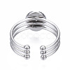 Non-Tarnish 304 Stainless Steel Open Cuff Finger Ring Cabochon Settings STAS-T060-07P-2
