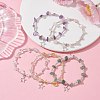 Natural Mixed Gemstone Chip & Iron Beaded Stretch Bracelets BJEW-JB09778-2