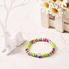 Natural Wood Round Beads Stretch Bracelets for Kid BJEW-JB06640-4