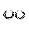 Glass Beaded Twisted Rope Hoop Earrings EJEW-M196-C01-S-01-1