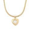 Ion Plating(IP) 304 Stainless Steel & Shell Heart Pendant Flat Snake Chain Necklaces for Women NJEW-F328-07G-1