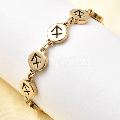 12 Constellations 304 Stainless Steel Link Chain Bracelets BJEW-I239-01G-07-1