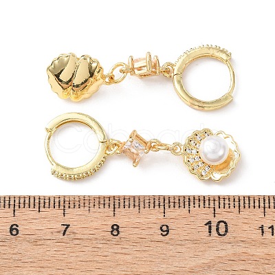 Brass Micro Pave Cubic Zirconia Hoop Earrings EJEW-A149-04B-G-1