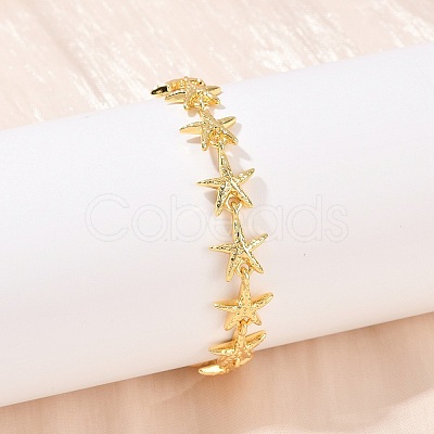 Brass Link Chain Bracelets for Women BJEW-L707-04G-03-1