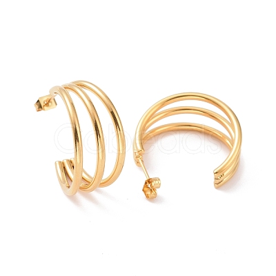 Iron Plating(IP) 304 Stainless Steel C-shape Stud Earrings EJEW-G298-13B-G-1