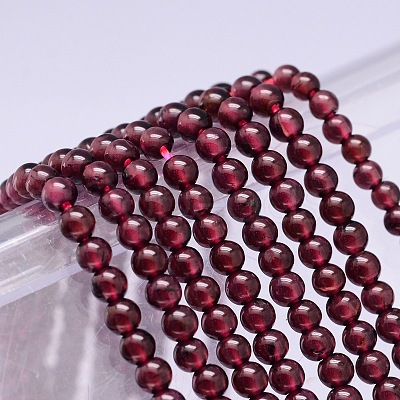 Mozambique Import Natural Grade A Garnet Round Beads Strands X-G-E300-A-3mm-1