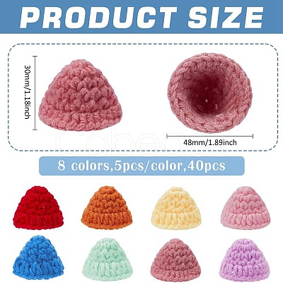 40Pcs 8 Colors Handmade Polyester Woven Wool Yarn Doll Hat AJEW-FG0004-46-1