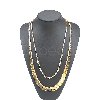 Iron Crystal Rhinestone Chain Double Layer Necklaces for Women WGBAFBD-01-1
