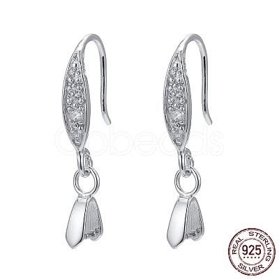 Anti-Tarnish Rhodium Plated 925 Sterling Silver Earring Hooks STER-F033-55P-1