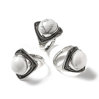 Natural Howlite Adjustable Rings G-P560-03AS-01-1