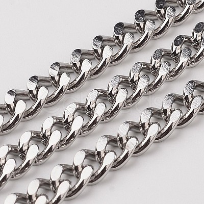 Non-Tarnish 304 Stainless Steel Cuban Link Chains CHS-K001-19P-1