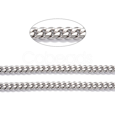 Tarnish Resistant 304 Stainless Steel Cuban Link Chain STAS-B019-02B-P-1