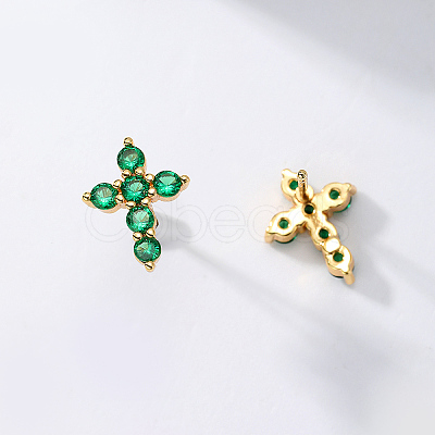 Exquisite Cross Brass Cubic Zirconia Stud Earrings GX6224-1