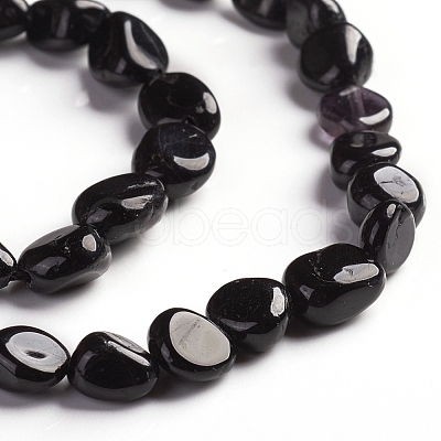 Natural Black Tourmaline Beads Strands G-D0002-B39-1