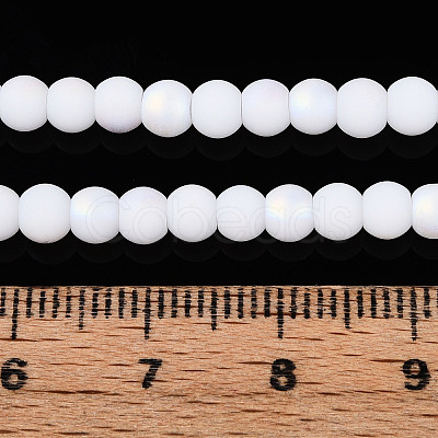 Frosted Opaque Glass Beads Strands GLAA-T032-P4mm-MBB02-1