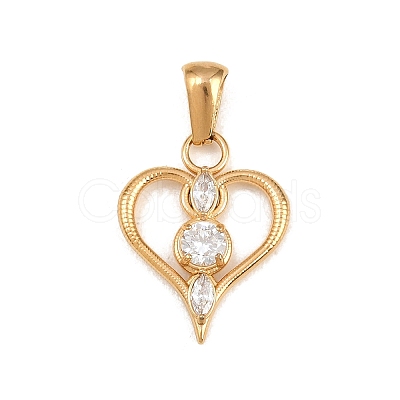 316 Surgical Stainless Steel Micro Pave Clear Cubic Zirconia Pendants STAS-A137-02A-G-1
