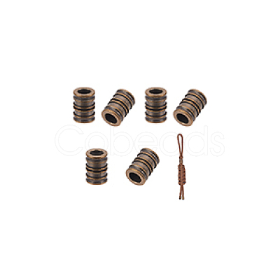 6Pcs Antique Style Groove Column Shape Brass Beads FIND-NB0005-34C-1