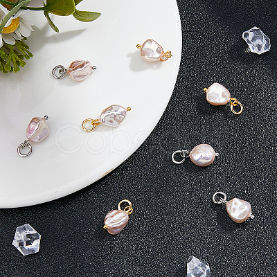 8Pcs 2 Colors Plastic Imitation Pearl Baroque Irregular Pendants PALLOY-FH00109-1