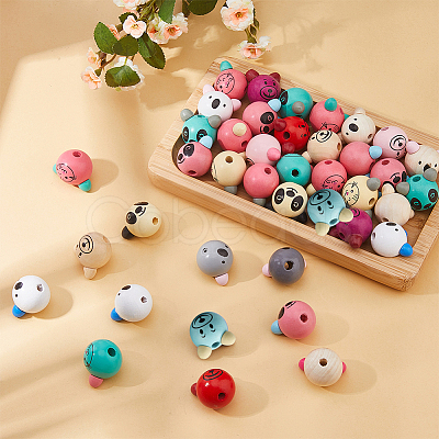 Animal Theme Wood European Beads WOOD-DC0001-22-1
