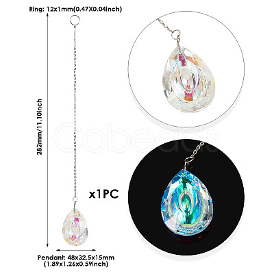 1Pc Transparent Glass Hanging Suncatchers AJEW-TADJ0001-02C-1
