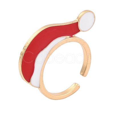 Christmas Theme Alloy Enamel Open Cuff Ring RJEW-C106-02D-KCG-1