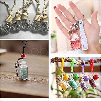 Transparent Glass Wishing Bottle Pendant Decoration HJEW-PH0001-29-1
