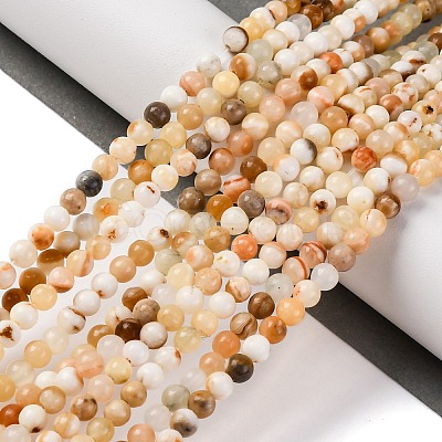 Natural Yellow Jade Beads Strands G-F591-17-4MM-1