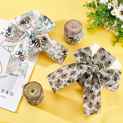 2 Rolls 2 Patterns Insect Theme Polyester Ribbon OCOR-GF0002-58A-1