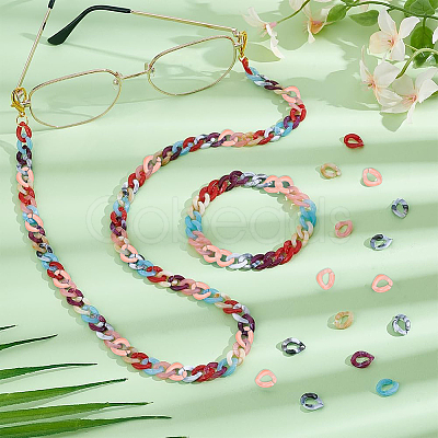 420Pcs 7 Colors Acrylic Linking Ring OACR-PH0001-92-1
