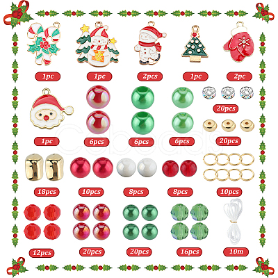 Christmas Theme DIY Glass & Plastic Beads Bracelet Making Kits DIY-SC0028-18-1