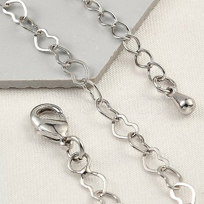 Brass Heart Link Bracelets for Women BJEW-G735-07P-1