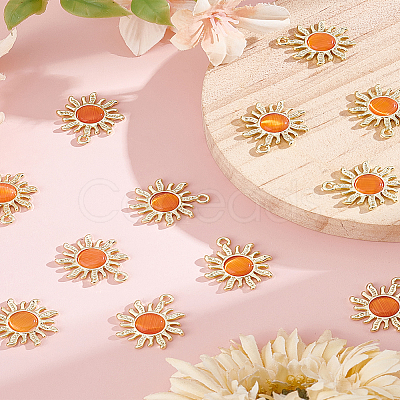 12Pcs Golden Alloy Pendants FIND-LP0002-23-1