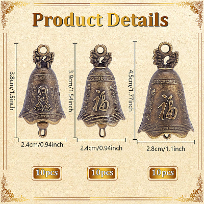 30Pcs 3 Styles Chinese Element Alloy Pendants FIND-GA0008-90-1