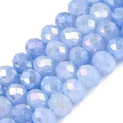 Electroplate Crackle Imitation Jade Glass Beads Strands LS-EGLA-Q131-02C-01-1
