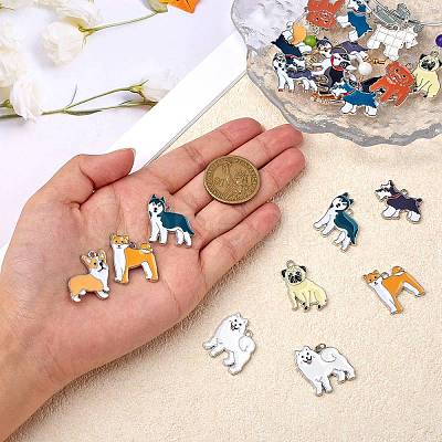 24Pcs 12 Style Rack Plating Brass Enamel Pendants ENAM-SZ0002-80-1