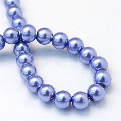 Baking Paint Pearlized Glass Pearl Round Bead Strands X-HY-Q003-4mm-09-1