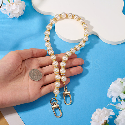 Round Plastic Imitation Pearl Beads Bag Extender Chains HJEW-TAC0082-1